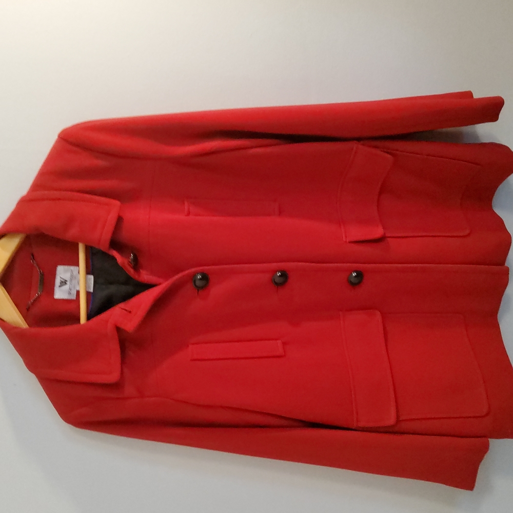 Worthington red pea coat size large